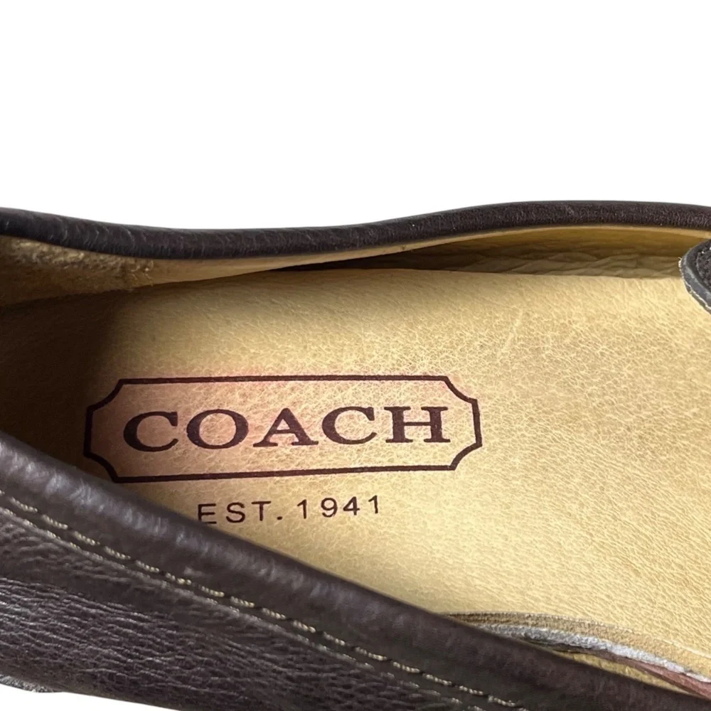 Coach Signature Leather Mens Neal Pebbled Driver Shoes Loafers Brown Size 8 M